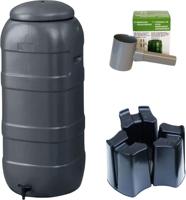 Regenton Mini rainsaver 100 liter antraciet + 3-delige voet + vulautomaat - thumbnail