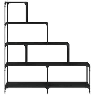 Boekenkast 4-laags 139x33,5x149 cm bewerkt hout zwart