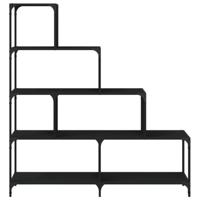 Boekenkast 4-laags 139x33,5x149 cm bewerkt hout zwart - thumbnail