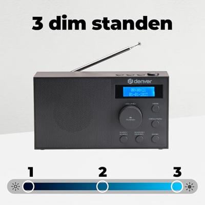 Denver DAB-51B Radio DAB+, DAB, FM USB, AUX Wekfunctie Zwart