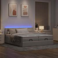 Ottoman bed met matrassen en LED's 180x200cm stof taupe - thumbnail