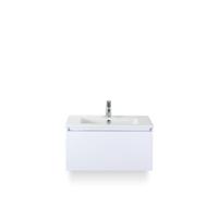 Frozen Badmeubelset 80 cm - Greeplijst in kleur - Wit Hoogglans - Keramische Wastafel Wit 1 kraangat - thumbnail