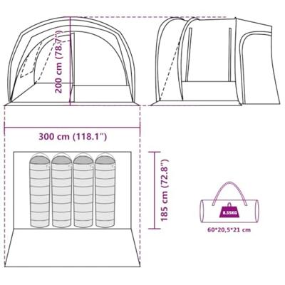 VidaXL Autotent 4-persoons waterdicht grijs en oranje