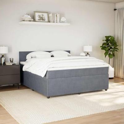 Boxspring met matras fluweel donkergrijs 180x200 cm