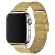 Milanese Loop bandje - Goud - Geschikt voor Apple Watch 44mm / 45mm / 46mm / 49mm - thumbnail