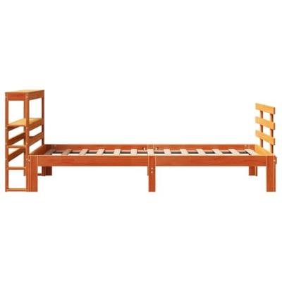 Bedframe met hoofdbord massief grenenhout wasbruin 75x190 cm