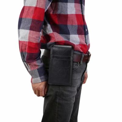 Mannen lamsvacht textuur multi-functionele universele mobiele telefoon taille pack lederen draagtas voor 7 2 inch of onder smartphones (zwart)