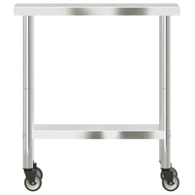 VidaXL Keukenwerktafel met wielen 82,5x30x85 cm roestvrij staal