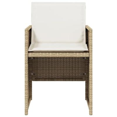 Tuinstoelen 4 st met kussens poly rattan beige