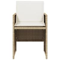 Tuinstoelen 4 st met kussens poly rattan beige - thumbnail