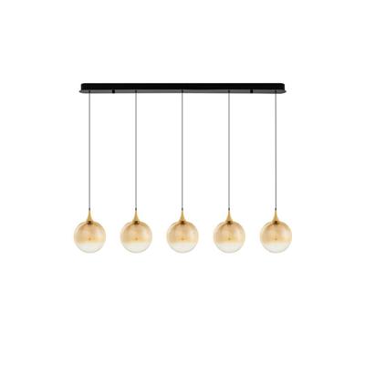 Lyora HanglampOrenda recht 5-lichts amber glas - 9416964