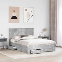 Bedframe met hoofdeinde Beton Grijs 140 x 190 cm Bewerkt hout - thumbnail