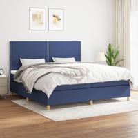 Boxspring met matras stof blauw 200x200 cm - thumbnail