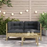 Hoekbanken 2 st met kussens gempregneerd grenenhout - thumbnail