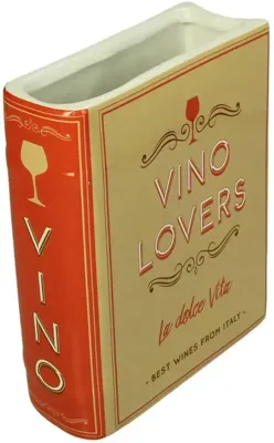 Kersten vaas aardewerk vino lovers 14.5x5.5x18cm beige, rood