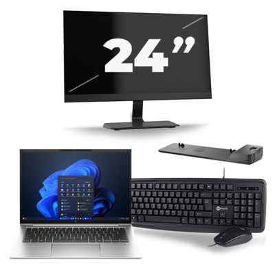 HP EliteBook 840 G9 - Intel Core i5-12e Generatie - 14 inch - 8GB RAM - 256GB SSD - Windows 11 + 1x 24 inch Monitor