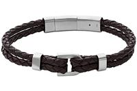 Fossil JF04203040 Armband Vintage staal-leder zwart-zilverkleurig - thumbnail