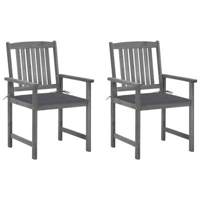 VidaXL Tuinstoelen 2 st met kussens massief acaciahout grijs VidaXL Tuinstoelen 2 st met kussens massief acaciahout grijs
