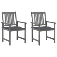 VidaXL Tuinstoelen 2 st met kussens massief acaciahout grijs - thumbnail