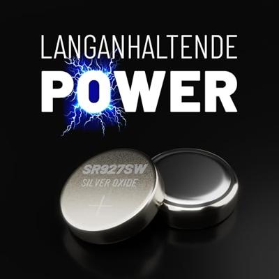 ABSINA SR 927 SW horloges, knoopcel, 1,55 V, zilveroxide, verpakking van 10 stuks, horloge-batterij 395/399 / AG7 / LR927 - SR927SW horlogebatterij, lekvrij en lange houdbaarheid, horlogeband SR927SW,