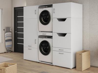 Kast WASHING 2 machines boven elkaar LARGE wit