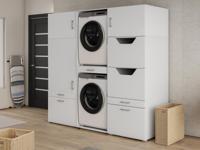 Kast WASHING 2 machines boven elkaar LARGE wit - thumbnail