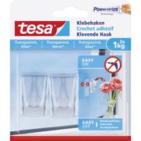 Tesa Klevende haak voor Transparant en Glas, draagvermogen 1 kg, blister van 2 stuks - thumbnail