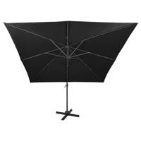 Zweefparasol met paal en LED-verlichting 300 cm zwart - thumbnail