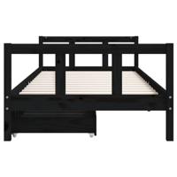 Kinderbedframe met lades 90x200 cm massief grenenhout zwart - thumbnail