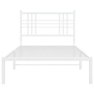 Bedframe met hoofdbord metaal wit 90x200 cm
