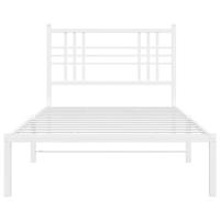 Bedframe met hoofdbord metaal wit 90x200 cm - thumbnail