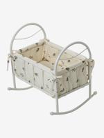 Schommelbed voor poppen in metaal en katoen ecru - thumbnail