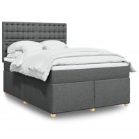 Boxspring met matras stof donkergrijs 140x190 cm - thumbnail