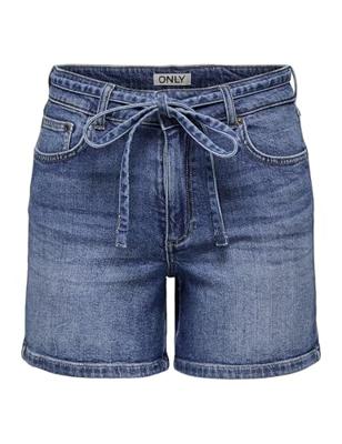 Only Onlgianna Mw Belted Shorts Azg Dnm Noos Korte Broeken Medium Blue Denim