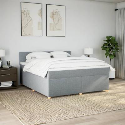 Boxspring met matras stof lichtgrijs 180x200 cm
