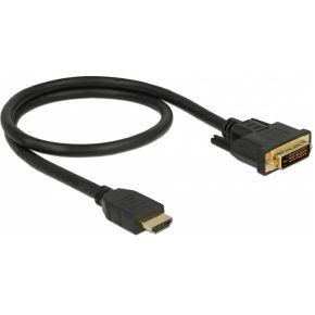 Delock 85651 HDMI-kabel HDMI / DVI Aansluitkabel HDMI-A-stekker, DVI-D 24+1-polige stekker 0.5 m Zwart Afgeschermd (drievoudig), Vergulde steekcontacten