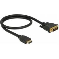 Delock 85651 HDMI-kabel HDMI / DVI Aansluitkabel HDMI-A-stekker, DVI-D 24+1-polige stekker 0.5 m Zwart Afgeschermd (drievoudig), Vergulde steekcontacten - thumbnail