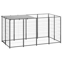 VidaXL Hondenkennel 2,42 m² staal zwart - thumbnail