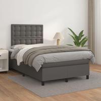 Boxspring met matras kunstleer grijs 120x200 cm - thumbnail