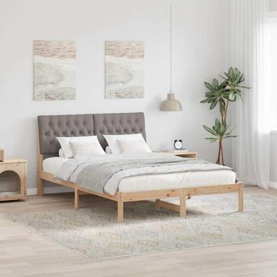 Bedframe met Gevoerd Hoofdgedeelte Bruin 150 x 200 cm