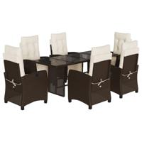 7-delige Tuinset met kussens poly rattan bruin - thumbnail