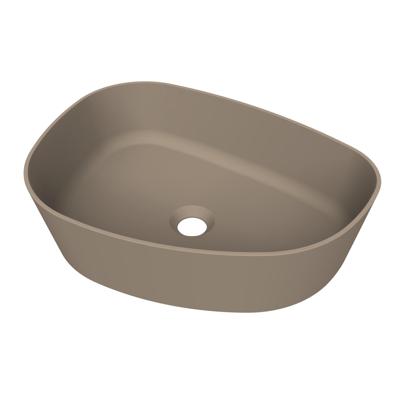 Arcqua Rocker waskom - opbouw - organisch links - 50x37cm - mat truffel WAS809219 Arcqua Rocker waskom - opbouw - organisch links - 50x37cm - mat truffel WAS809219