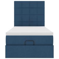 Bed met matras 90x200 cm stof blauw - thumbnail