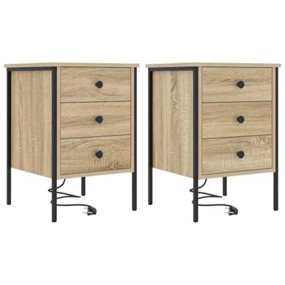 Nachtkastje 2 pcs Sonoma eiken 42 x 41 x 61 cm Bewerkt hout