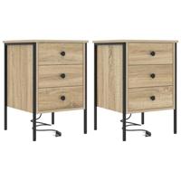 Nachtkastje 2 pcs Sonoma eiken 42 x 41 x 61 cm Bewerkt hout - thumbnail