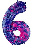 Folieballon Cijfer 6 Paint Splash Neon (86cm) - thumbnail