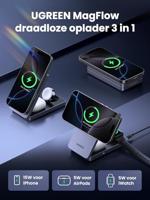 UGREEN W707 3-in-1 15W Magnetic Charger Wireless Charger 15 W Qi-standaard Magsafe, Qi Wireless Charging Grijs Mobiel Snellader, Overstroombeveiliging, - thumbnail