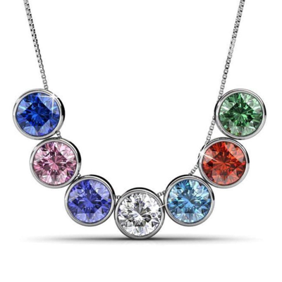 Yolora halsketting met Swarovski kristal + 6 kleurkristallen