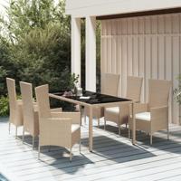 7-delige Tuinset met kussens poly rattan beige - thumbnail