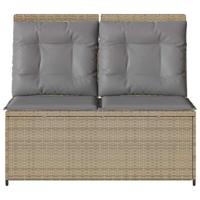 Tuinbankje verstelbaar met kussens poly rattan beige - thumbnail